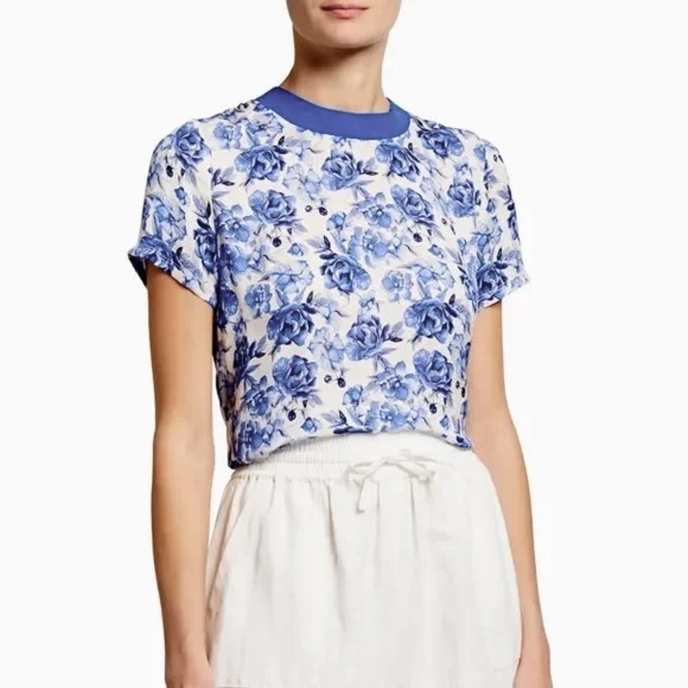 Alice + Olivia Kane Blue Floral Top, Size M